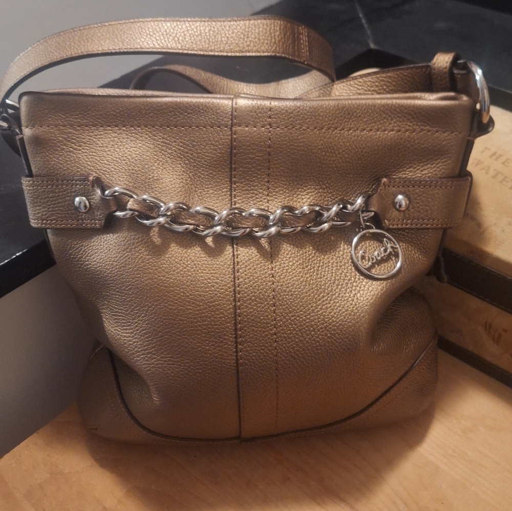 Coach Pebbled Leather Handbag Chain Cross Body